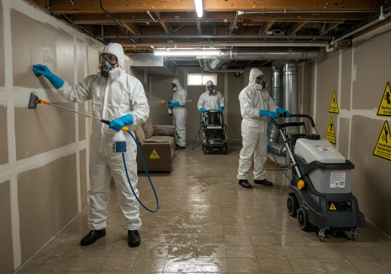 Basement Moisture Removal and Structural Drying process in Morrisville, NC